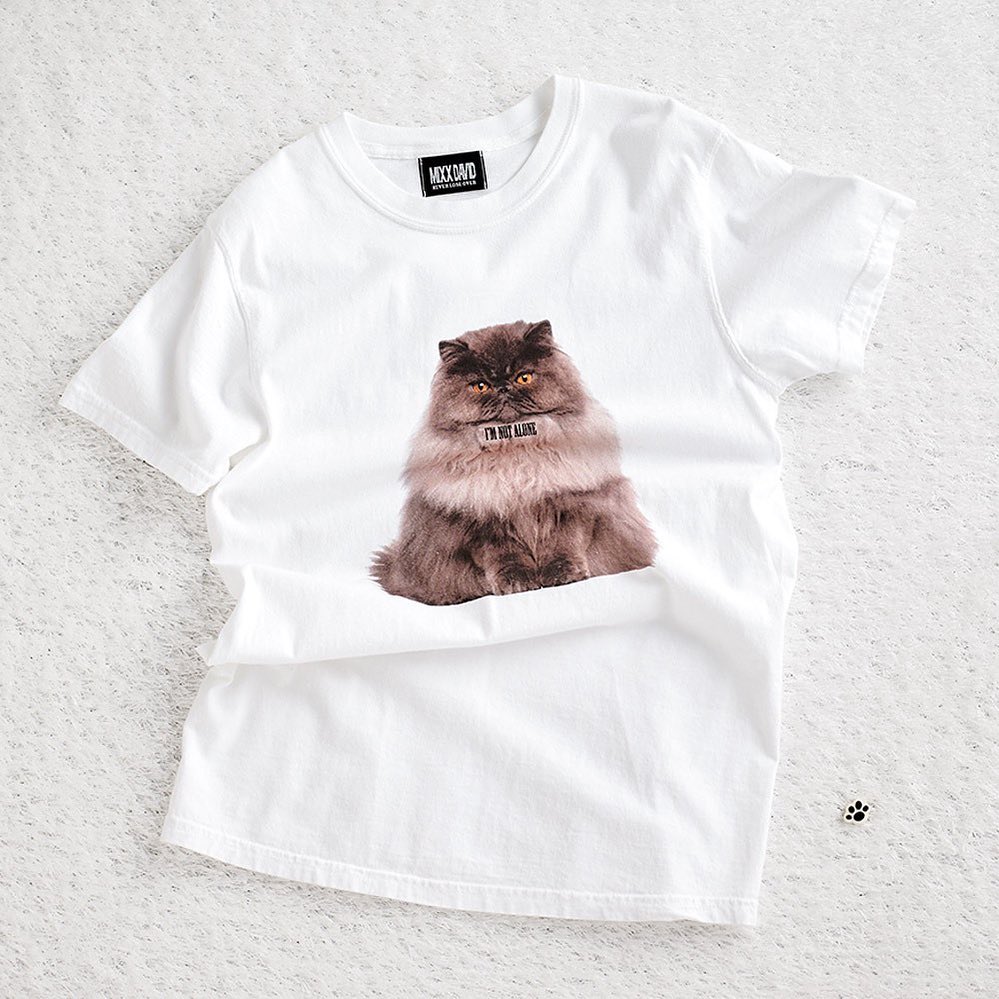 動物tシャツ大集合 Mixxdavidの猫tシャツ ふてぶてしいけれどそのモフんとした存在感につい惹かれてしまう 最強の猫プリント よく見ると 胸元に I Magmoe